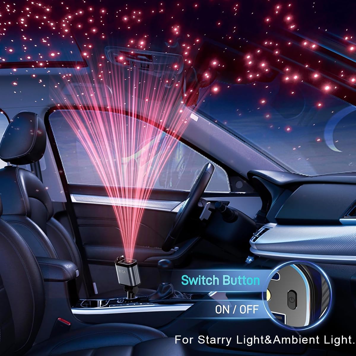 Cargador de Carro Retráctil 4 en 1 con Luz de Estrellas en el Techo