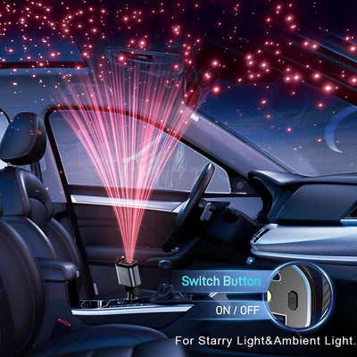 Cargador de Carro Retráctil 4 en 1 con Luz de Estrellas en el Techo