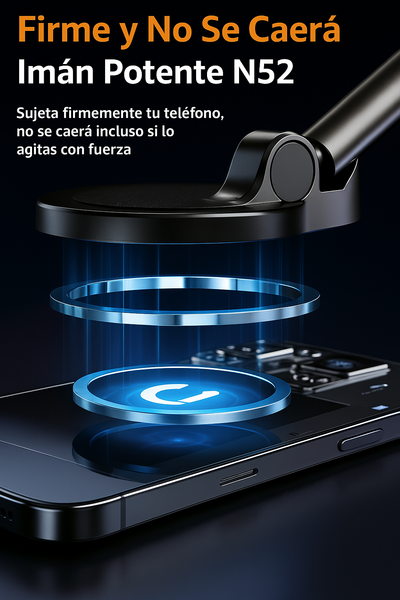 BleuetPops Soporte Magnético Plegable Premium para Teléfono - Montaje en Parabrisas y Tablero con Ventosa