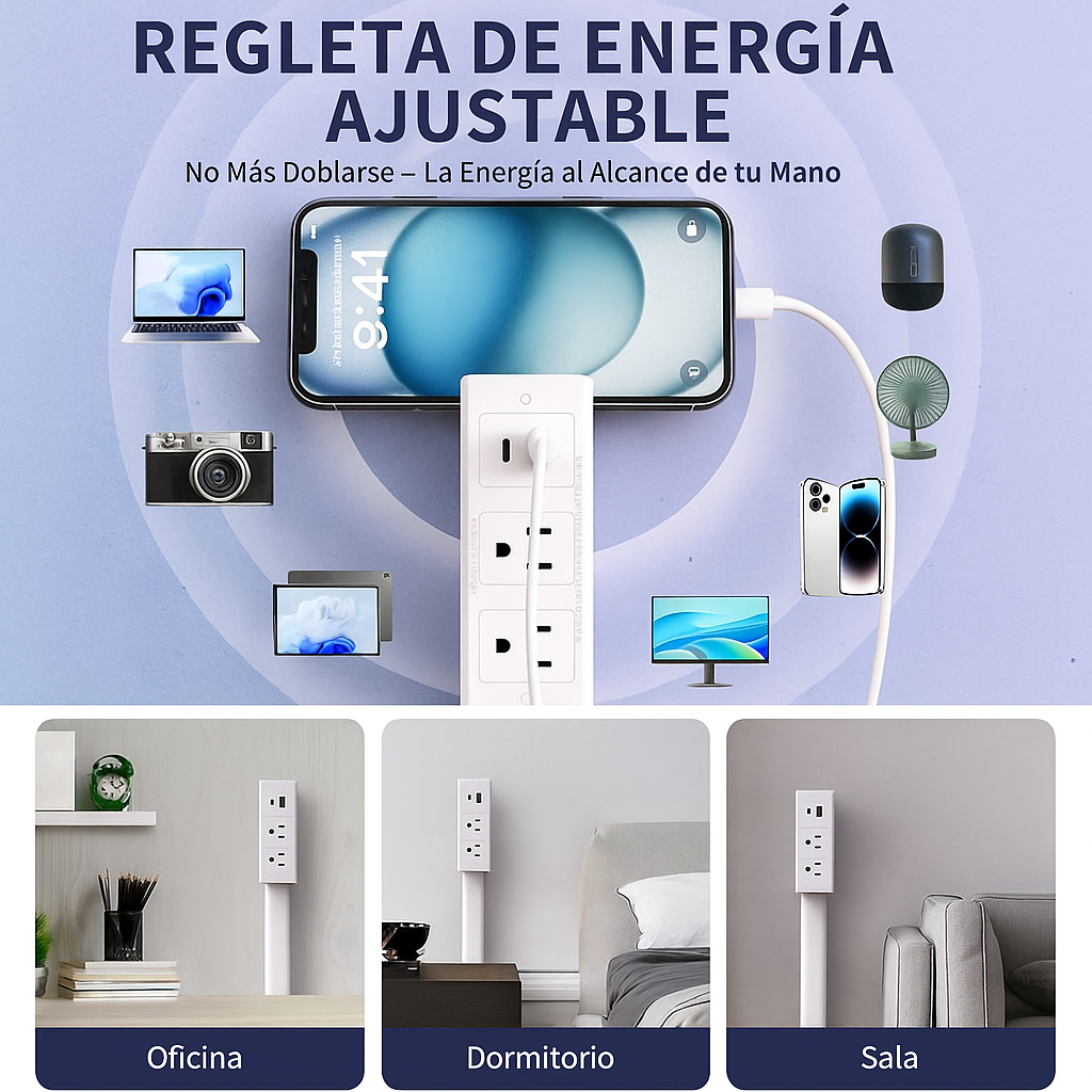 Extensión de Tomacorriente Retráctil